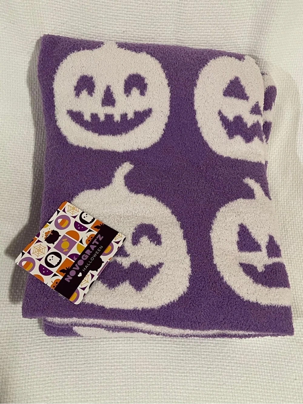 Novogratz Feather Purple Oversized Purple Throw Happy Pumpkin - Halloween Throw